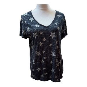 Splendid Navy with Stars  V Neck Preppy  Short Sleeve T Shirt Size XL